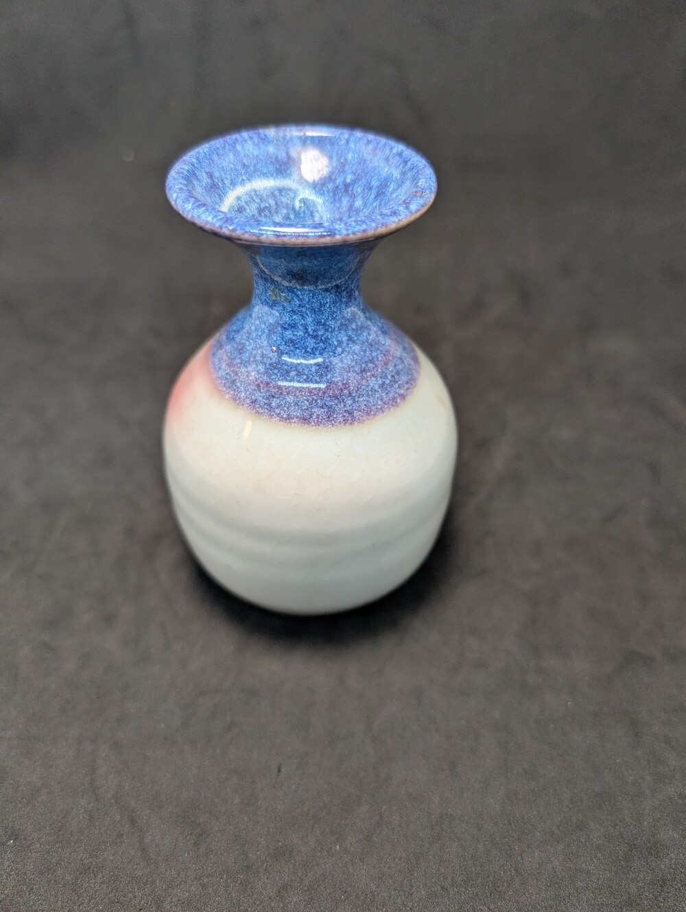 Handmade Vtg Pottery Vase Blue Hues Glaze Small Signed